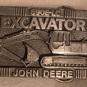 Vintage 1992 Metal Belt Buckle, John Deere, Excavator, 690E-LC, Tractor